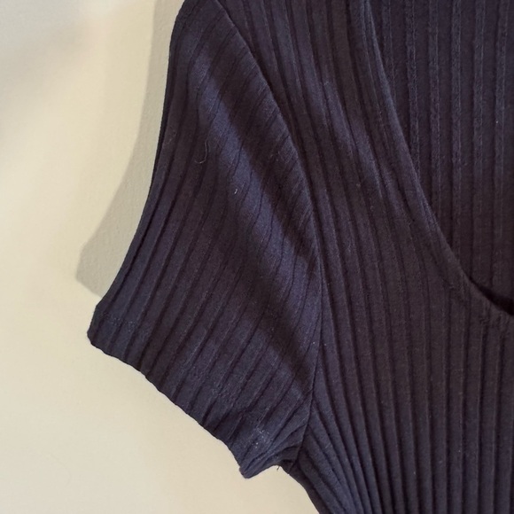 TOPSHOP Black Rib Knit Tie Waist Slit Bodycon Stretch Midi Dress SZ 8 US NWT - Picture 6 of 10